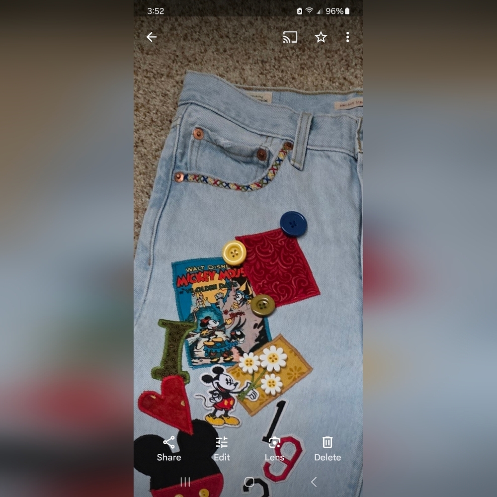 DISNEY MICKEY MOUSE CUSTOM JEANS 25 NWOT - Picture 5 of 8